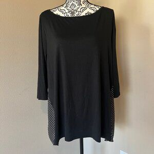 CYRUS Black Top with Polka Dot Insert Side - Size 1X